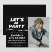 Invitations Black 75e anniversaire Hommes Photo (Devant / Derrière)