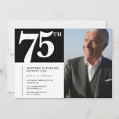 Invitations Black 75e anniversaire Modern Chic Pho (Devant)