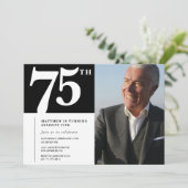 Invitations Black 75e anniversaire Modern Chic Pho (Debout devant)