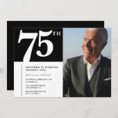 Invitations Black 75e anniversaire Modern Chic Pho (Devant / Derrière)