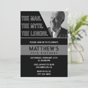 Invitations Black 75e anniversaire The Man The Leg