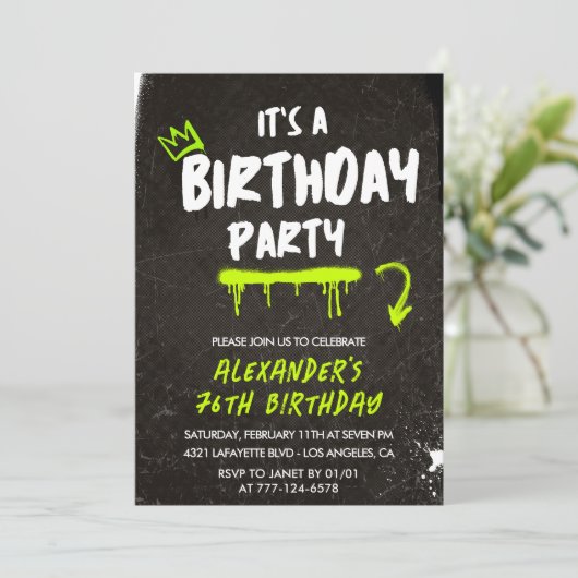 Invitations Black 76e anniversaire Hommes Graffiti (Debout devant)