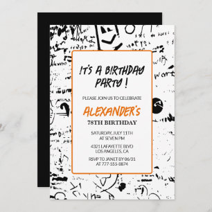 Invitations Black 78e anniversaire Hommes Graffiti