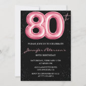 Invitations Black 80e anniversaire Balloon Glam Pi (Devant)