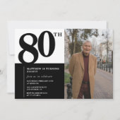 Invitations Black 80e anniversaire Elegant Chic (Devant)