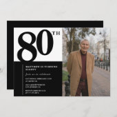 Invitations Black 80e anniversaire Elegant Chic (Devant / Derrière)