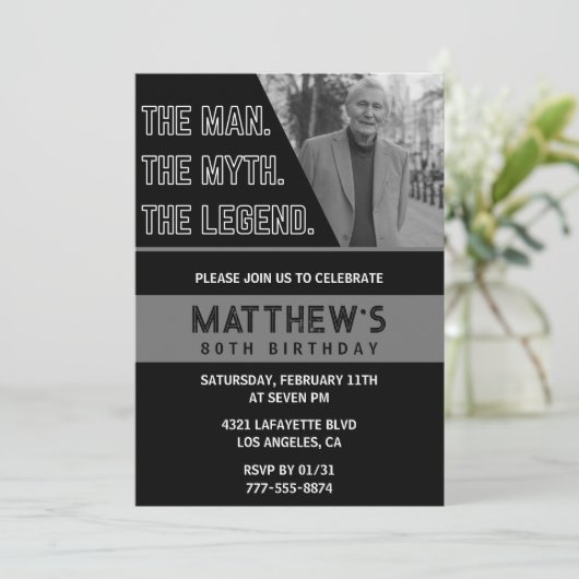 Invitations Black 80e anniversaire L'homme La Lége (Debout devant)