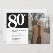 Invitations Black 80e anniversaire Modern Chic Pho (Devant)