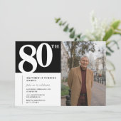 Invitations Black 80e anniversaire Modern Chic Pho (Debout devant)