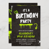 Invitations Black 89e anniversaire Hommes Graffiti (Devant / Derrière)