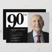 Invitations Black 90e anniversaire Elegant Chic (Devant / Derrière)