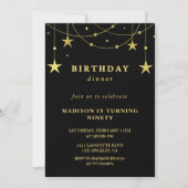Invitations Black 90e anniversaire Gold Stars (Devant)