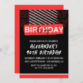 Invitations Black 90e anniversaire Hommes Party Re (Devant / Derrière)