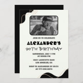Invitations Black 90e anniversaire Hommes Simple P (Devant / Derrière)