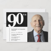 Invitations Black 90e anniversaire Modern Chic Pho (Devant)