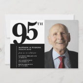 Invitations Black 95e anniversaire Elegant Chic (Devant)