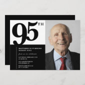 Invitations Black 95e anniversaire Elegant Chic (Devant / Derrière)