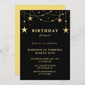 Invitations Black 95e anniversaire Gold Stars (Devant / Derrière)