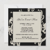 Invitations Black and Cream Swirl Party (Dos)
