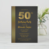 Invitations Black and Gold 50th Birthday (Debout devant)