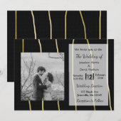 Invitations Black and Gold Modern Photo Wedding (Devant / Derrière)