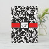 Invitations Black and Red Mariage damassé (Debout devant)