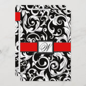 Invitations Black and Red Mariage damassé (Devant / Derrière)
