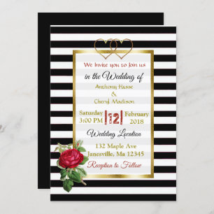 Invitations Black and White Rose Gold Wedding