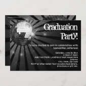 Invitations Black Disco Ball Graduation Party (Devant / Derrière)