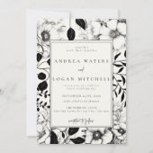 Invitations Black Floral Wedding (Devant)