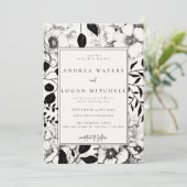 Invitations Black Floral Wedding (Debout devant)