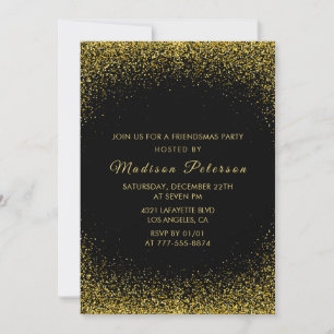 Invitations Black Friendsmas paillettes dorées