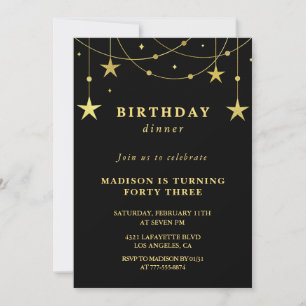 Invitations Black Gold 43e anniversaire Stars