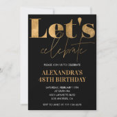 Invitations Black Gold 48e anniversaire Elegant (Devant)