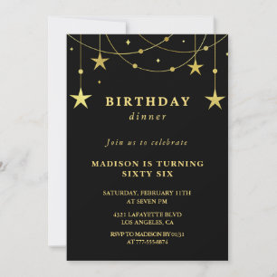 Invitations Black Gold 66e anniversaire Stars