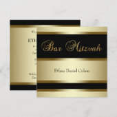 Invitations Black Gold Bar Mitzvah (Devant / Derrière)