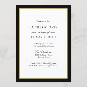 Invitations Black Gold Border Bachelor Party