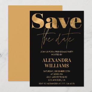 Invitations Black Gold Friendsmas Enregistrez la d