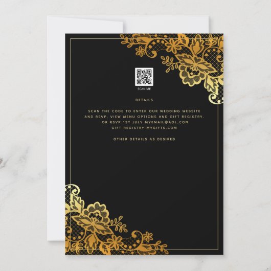 Invitations Black Gold Lace Wedding (Dos)