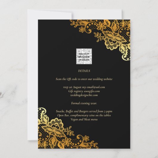 Invitations Black Gold Lace Wedding (Dos)
