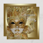Invitations Black Gold Masquerade Party (Devant / Derrière)