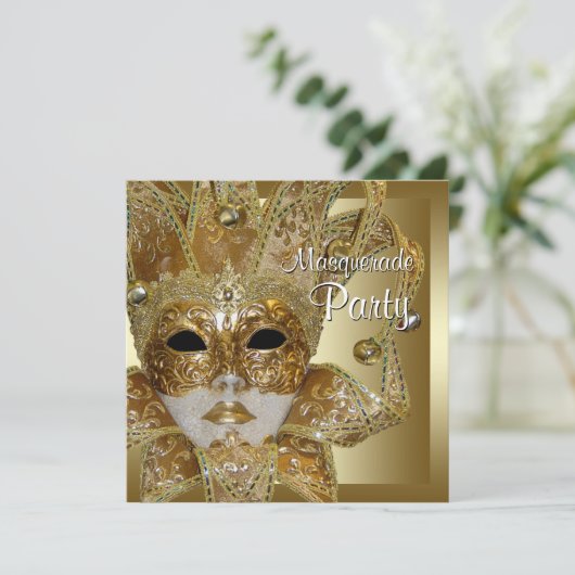 Invitations Black Gold Masquerade Party (Debout devant)