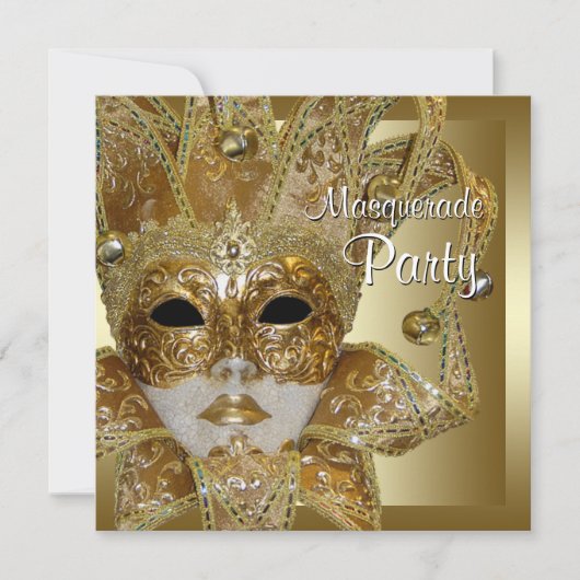 Invitations Black Gold Masquerade Party (Devant)