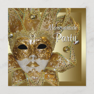 Invitations Black Gold Masquerade Party