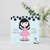 Invitations Black Hair Girl Ice Skating Party (Debout devant)