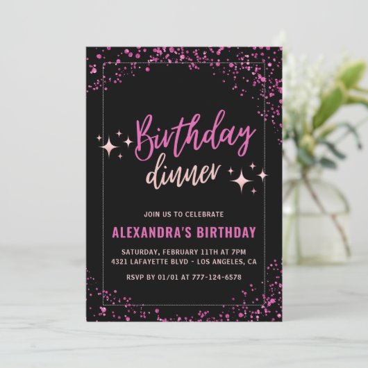 Invitations Black Pink 19e anniversaire Dîner (Debout devant)