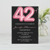 Invitations Black Pink 42e anniversaire Balloon Gl (Debout devant)