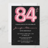 Invitations Black Pink à 84e anniversaire Ballons (Devant)