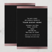 Invitations Black & Rose Gold Mauve Pink Party (Devant / Derrière)
