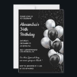 Invitations Black Silver 34e anniversaire Ballons<br><div class="desc">Invitations Black 34e anniversaire Ballons Parties scintillant étincelante argent</div>